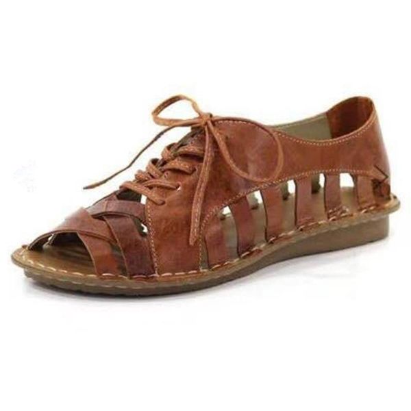 

vogue women peep toe casual lace up hallow out neutral flat summer sandals shoes large gladiator roman shoes for outside may 22, Black