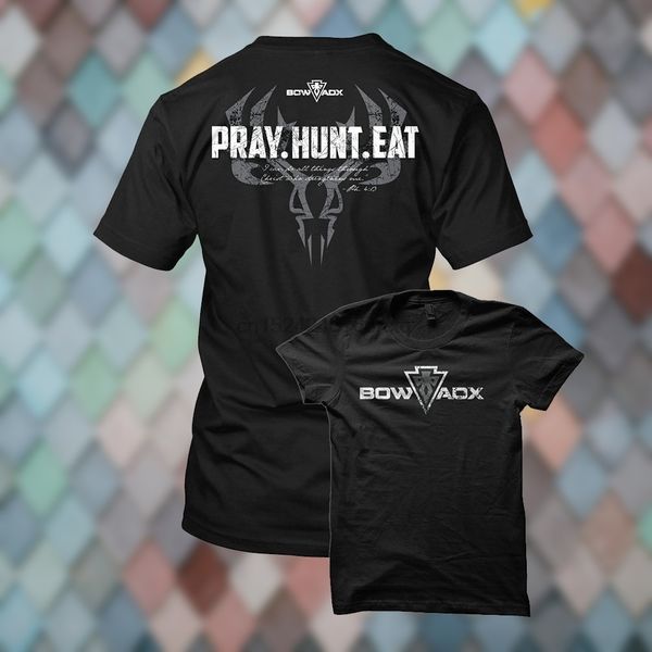 

bowadx pray hunt eat bowhunting men short sleeve graphic t-shirt round neck s-3xl sport hooded sweatshirt hoodie