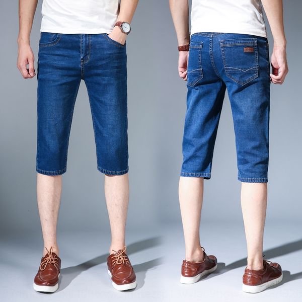 

men's straight simple denim capri pants casual fashion youth men's summer korean style shorts and shortsshorts fashion nszbh, Blue
