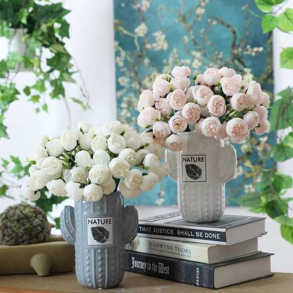 

silk flower 27 heads artificial flowers small bud simulation small rose decoration for living room decoration dried flowers1