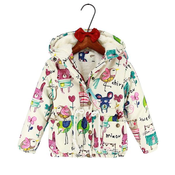 

little maven toddler girls jacket birds rabbit children's down coat winter baby girls hooded clothes girls thick warm coat 201109, Blue;gray