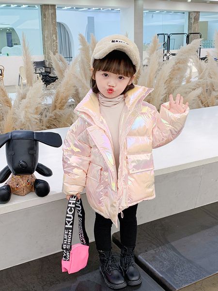 

girl's down jacket 2020 new children's thickened nuobao winter dress, colorful bright face medium and long baby cotton padded clot, Blue;gray