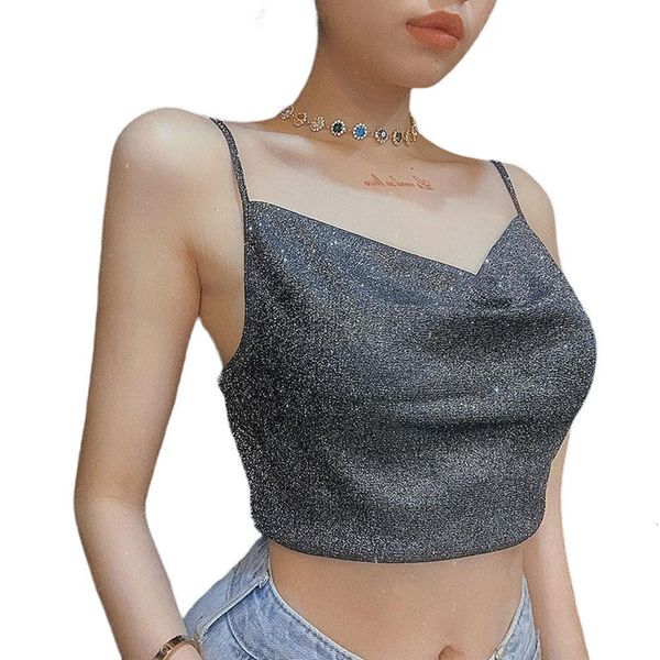 

fashion women´s ladies solid sleeveless backless slim fit sling bottoming glitter camis drop shipping good quality, White