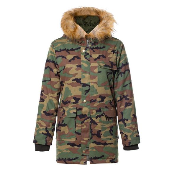 

women's down & parkas 2021 luxurious large raccon fur collar hooded coat camouflage warm outwear winter jacket#3, Black