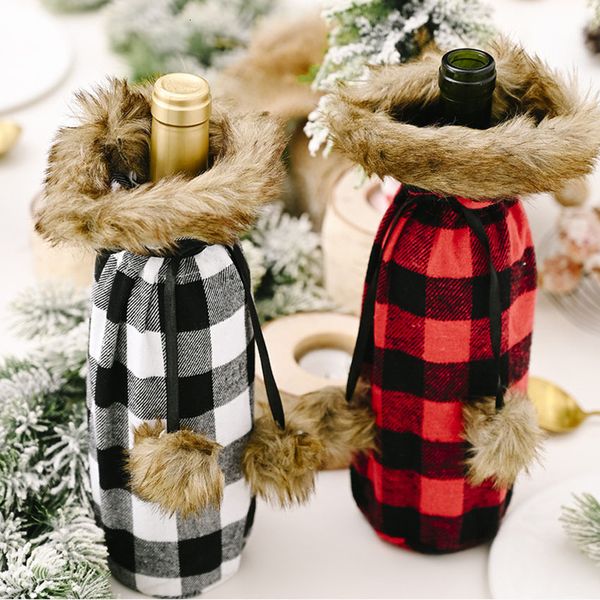 

table ornament lattice wine bottle cover bag christmas xmas home party decorations owf661