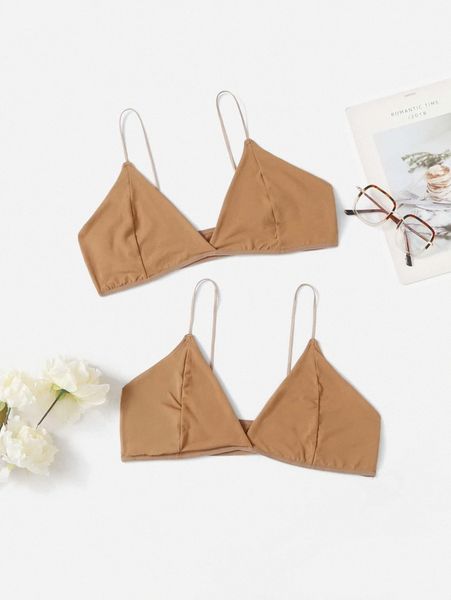 

2pack plus spaghetti strap bralette 76b0#, Black;white