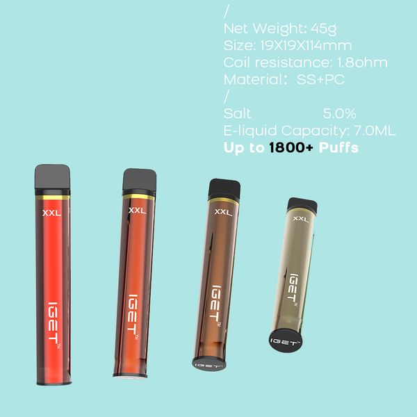 

iget e cigarette vape puffs shion 1800 wholesale disposable electronic xxl ucqpj