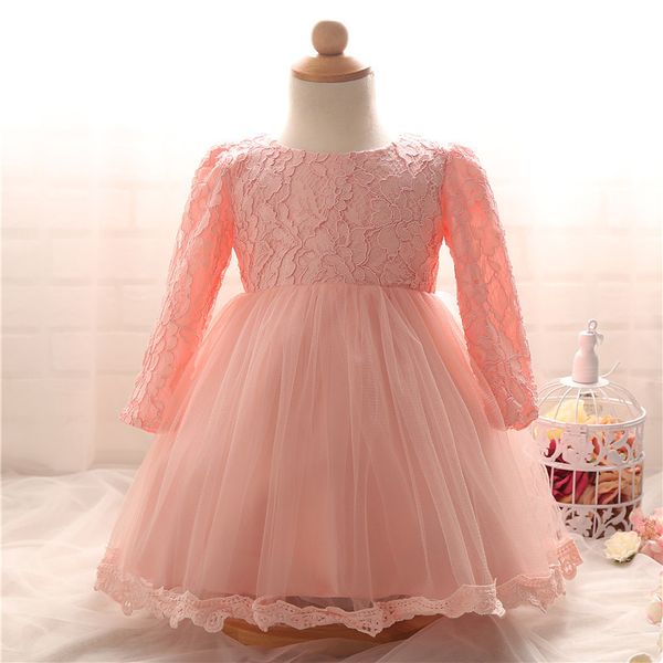 

newborn baptism dress for baby girl white first birthday party wear cute lace long sleeve christening gown tutu infant clothing lj201223, Red;yellow