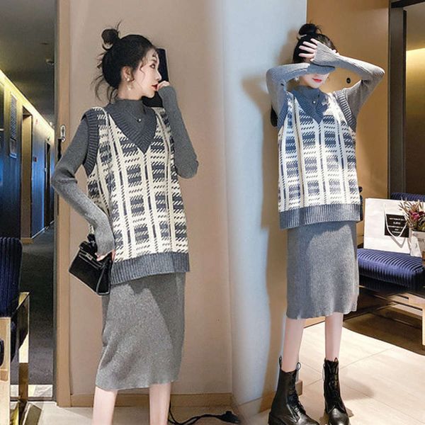 

autumn sweater autumn winter materni drs materni winter suit two piece set, White