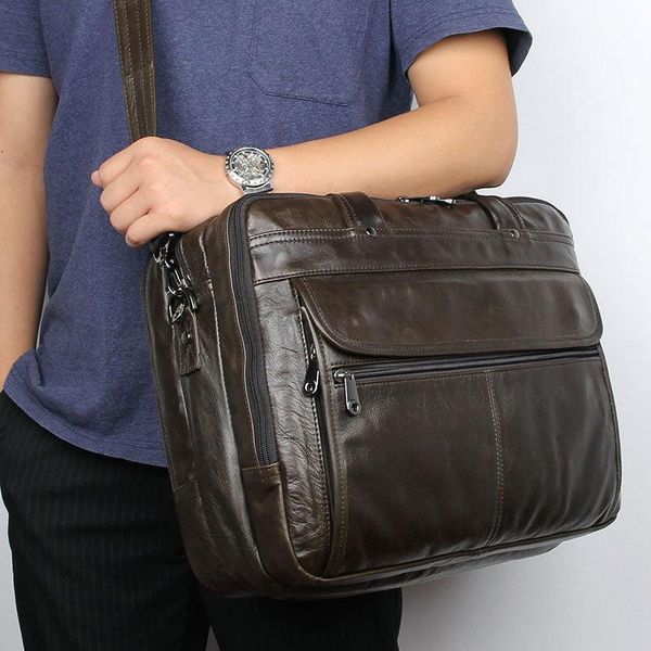 

майо кожа мужчины сумка crossbody портфель сумка натуральной кожи портфели для 15-дюймовый pc notebook ручки 3 zipper межслойной