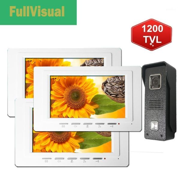 

video door phones fullvisual 7 inch wired phone 1 to 3 doorbell intercom waterproof metal outdoor panel 1200tvl unlock door1