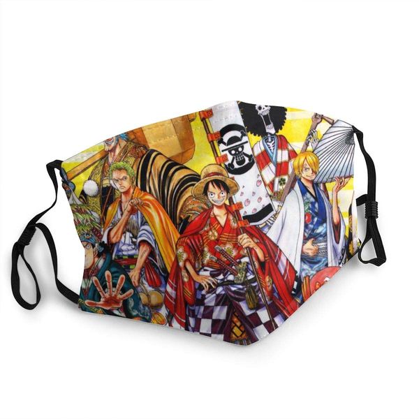 

anime face mask one piece luffy franky nami nico robin with filter pocket reusable washable anti dust cover shield for men and womens cospla