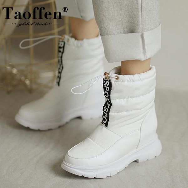 

taoffen size 32-43 women half short boots flat snow boots women winter warm shoes fashion plush fur footwear, Black