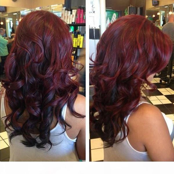 

dark red body wave glueless full lace human hair wigs burgundy peruvian lace front wigs with baby hair color #99j, Black;brown