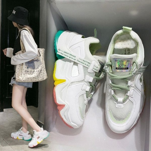 

women's fashion sneakers light casual shoes thick bottom hard-wearing flats shoes breathable popular flats shoes zapatos hombre #4i9g