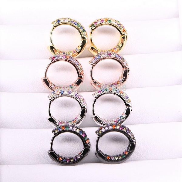 

hoop & huggie 6 pairs zyz339-1916 est designs fancy round colorful cz earrings rainbow cubic zirconia for women, Golden;silver