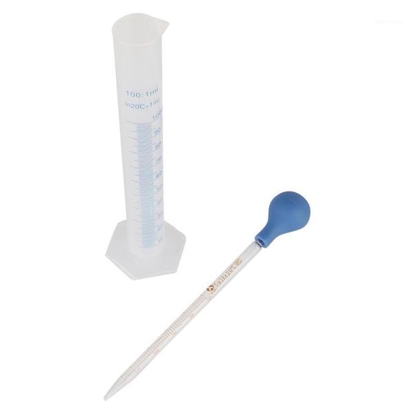 

5ml/10ml rubber head glass dropper and 100ml measuring cylinder kit chemistry biological laboratory dropper 1 set1