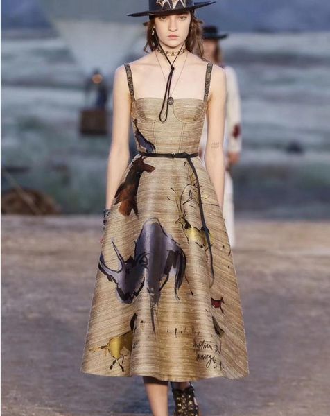 

1120 2019 spring spaghettri strap sleeveless mid calf a line empire polyester brand same style dress sh, Black