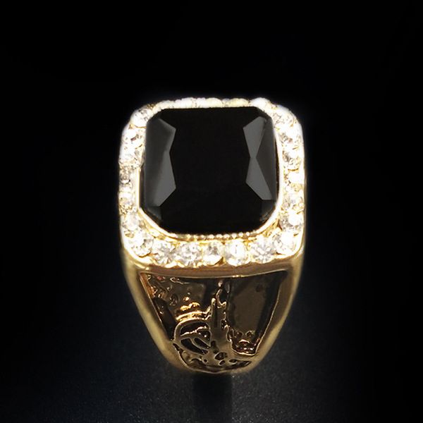 

fashion black gems male ring manufacturers retro men gold diamond ring business gifts custom wholesale, Silver