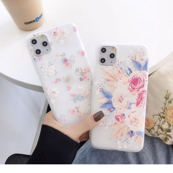 

fashion 3d relief flower phone case for iphone 11 11pro max x xr xs max 7 8 plus se2 sile wmtxca