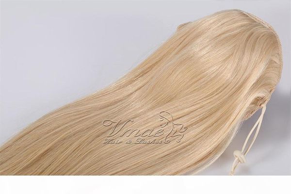 

blonde virgin 160g extensions girls hair magic wrap silky straight no shedding 12-26 inch european russian brazilian human hair, Black