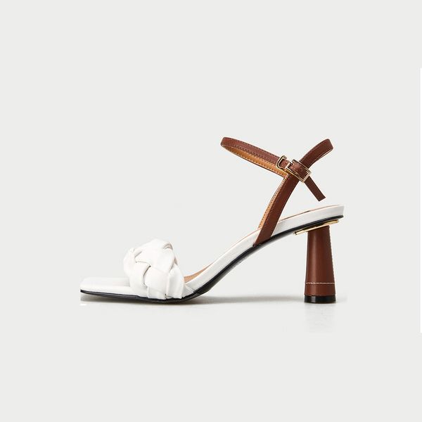 

oem/odm wonderi factory comfortable strap design high heel shoe sandal woman woven shoes in summer, Black