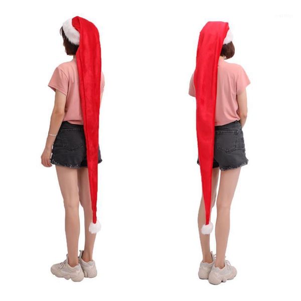 

153cm / 86cm long christmas santa hat, overlength plush christmas santa claus xmas long-tail cap hat for adults / children1