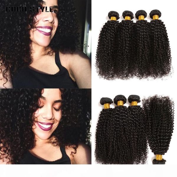 

kinky curly brazilian human hair extensions kinky curly hair 4 bundles natural color non remy can buy mixed lengths, Black