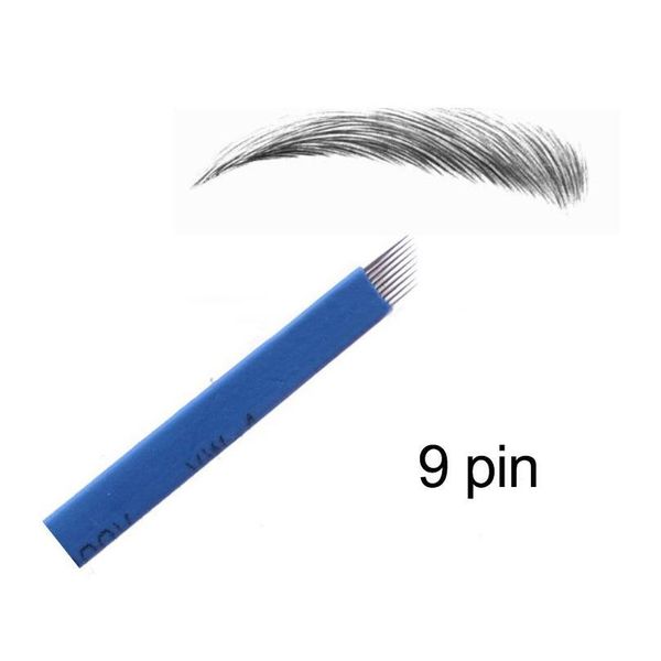 

100pcs blue tebori microblading 9 pin tattoo needles permanent makeup blade for 3d eyebrow embroidery manual ta qylucr