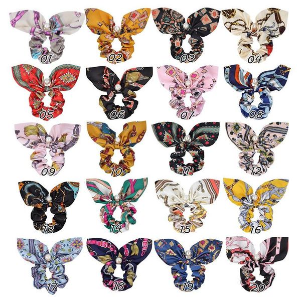 

bow elastic hair ties with pearl ponytail holders accessories hair ties bowknot ponytail holder for women girls, Golden;silver