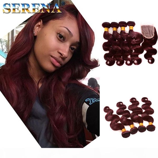 

burgundy brazilian body wave virgin human hair weave bundles wine red 99j peruvian malaysian indian cambodian hair extensions weaves closure, Black;brown