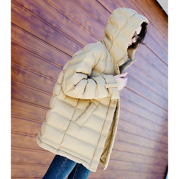 

brighten skin color 90% white duck down down women's winter 2019 new fashion loose warm hooded jacket 3930371, Black