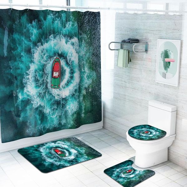 

decor carpets hook curtain 12 boat polyester bath central mat waterproof shower with sea non slip lonely set curtains home 3d bbymaw
