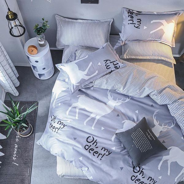 

deer 4pcs girl boy kid bed cover set duvet cover child bed sheets and pillowcases comforter bedding set40