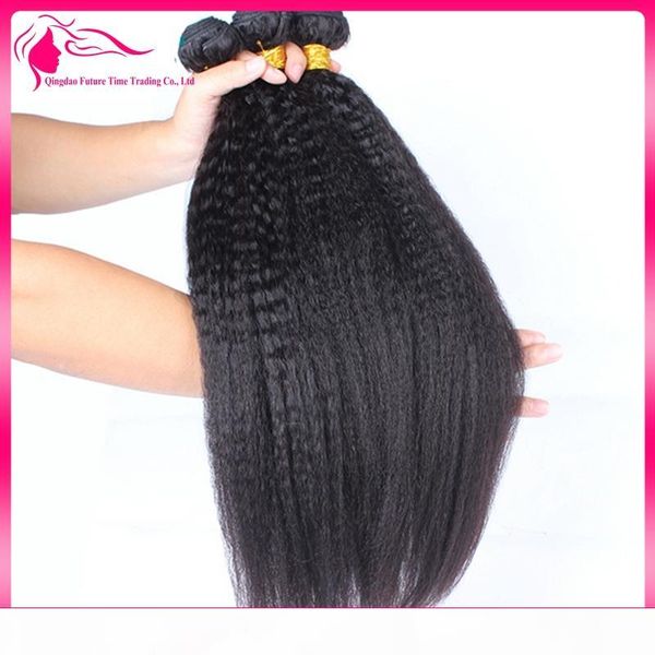 

grade 9a 100% unprocessed brazilian hair afro kinky straight weave extensions 3pcs lot italian coarse yaki human hair weft 3 bundles, Black