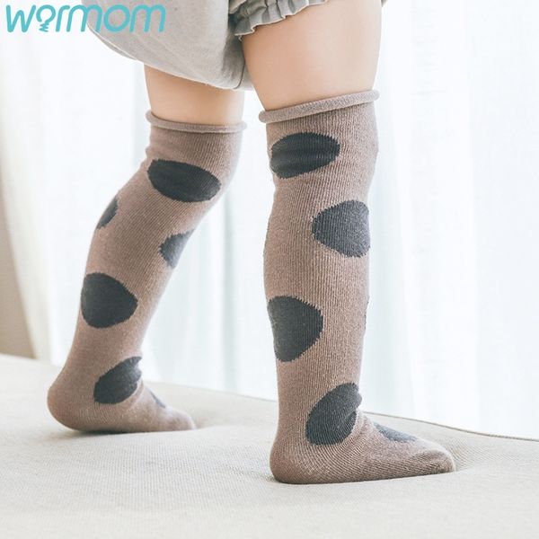 

warmom 0-3years baby high-knee socks cotton kids socks baby boys girls winter socks polka dot casual fashion style baby supply y201009, Pink;yellow