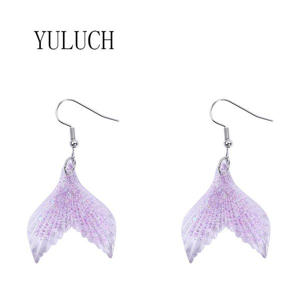 

dangle & chandelier yuluch woman shiny fish tail pendant earrings ladies beautiful accessories girls glamour jewelry, Silver