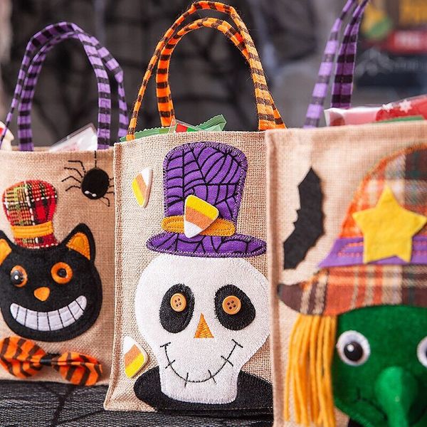 

оптовая хэллоуин большого размера 26 * 15см мешки подарок halloween decoration льняного тыква tote торговый центр отель bag