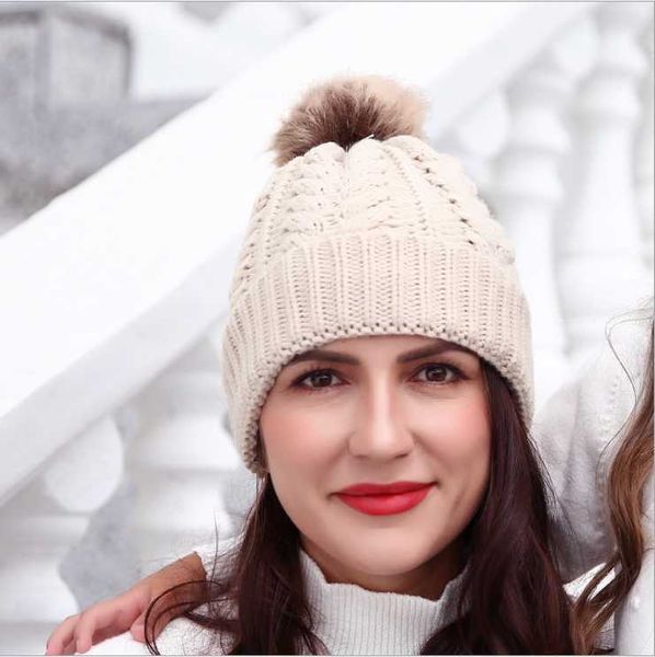 

beanie/skull caps 2021 flowers pullover women's hat autumn and winter warm knitted, Blue;gray
