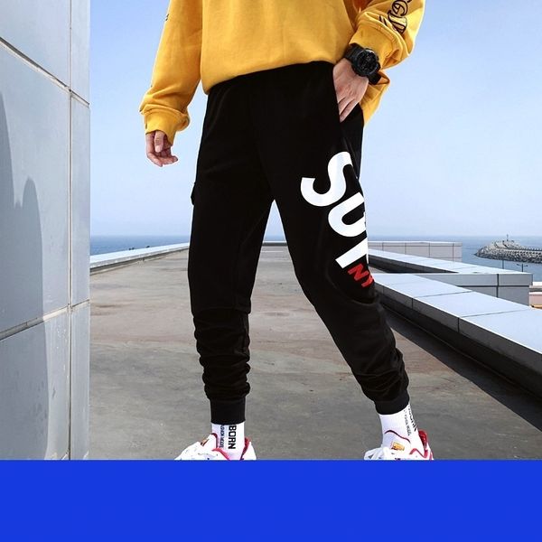 

вскользь высокая rgryk stretch мужских и осень продлена tall длинных ног пружинных талии свободного тонкие случайные брюки спортивных pantss, Blue