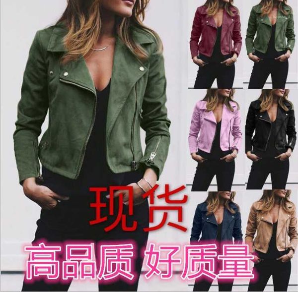 

fall / winter 2020 new women's lapel zipper short ladies, Black;brown
