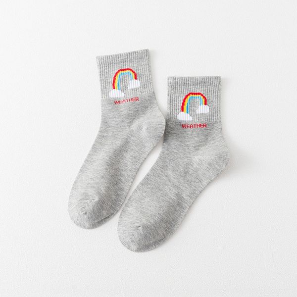 

new spring and autumn women's weather cartoon pure cotton korean socks grs wastyle female socks skv85, Black