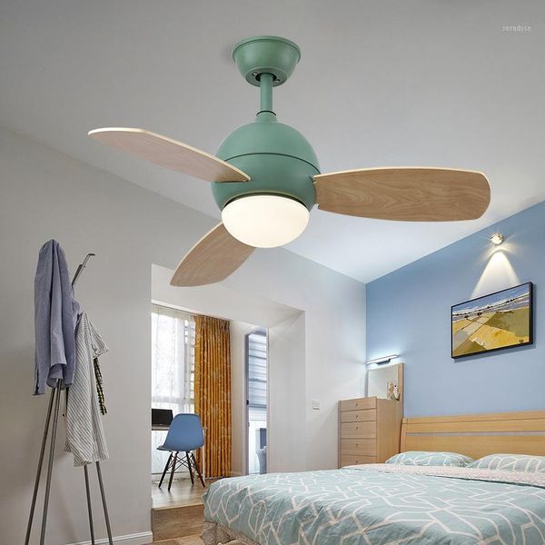 

electric fans 2021 nordic led ceiling fan lamp living room dining bedroom simple children silent light with remote control1