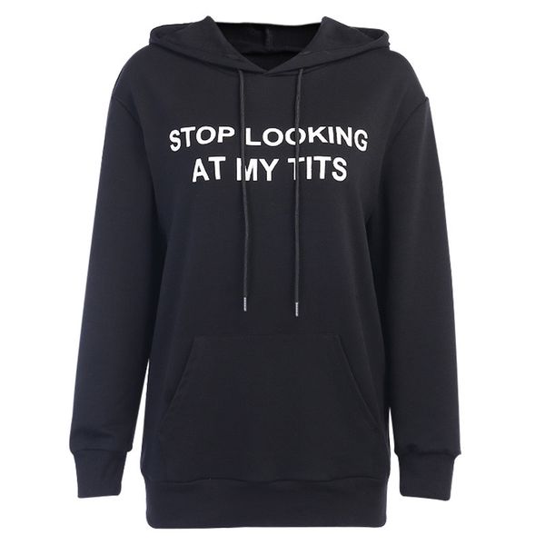 

paris girl print hooded women spring summer slooking at my tits personality loose 210524, Black