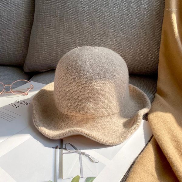 

stingy brim hats female wool hat winter warm fedoras wide fisherman's cap autumn basin elegant rc21011, Blue;gray