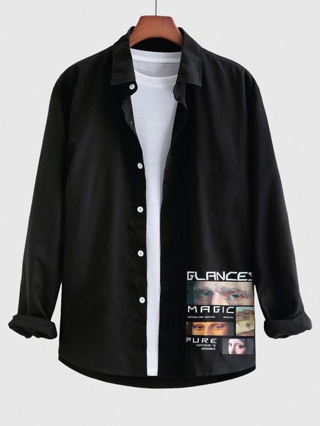 

men slogan and figure graphic shirt without tee w6ej#, White;black