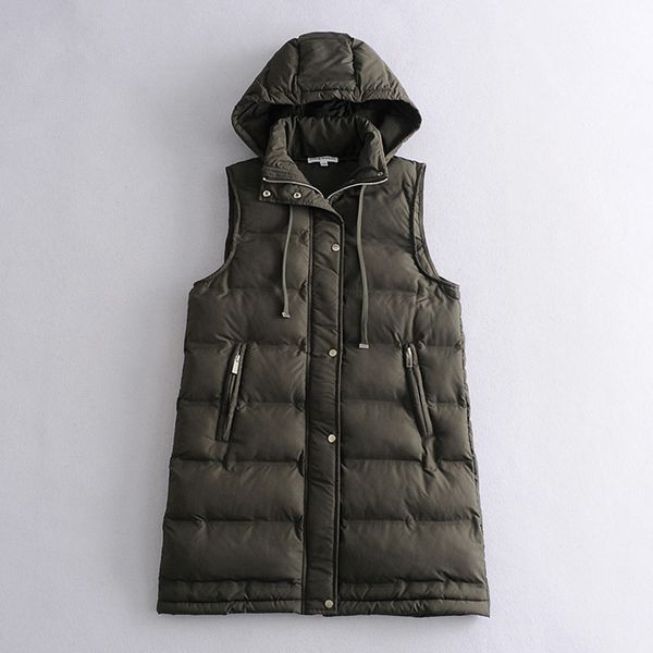 

women winter vest zipper coats 2020 new striped hooded down cotton jacket parkas female warm thick big pocket outwear lj201204, Black;white