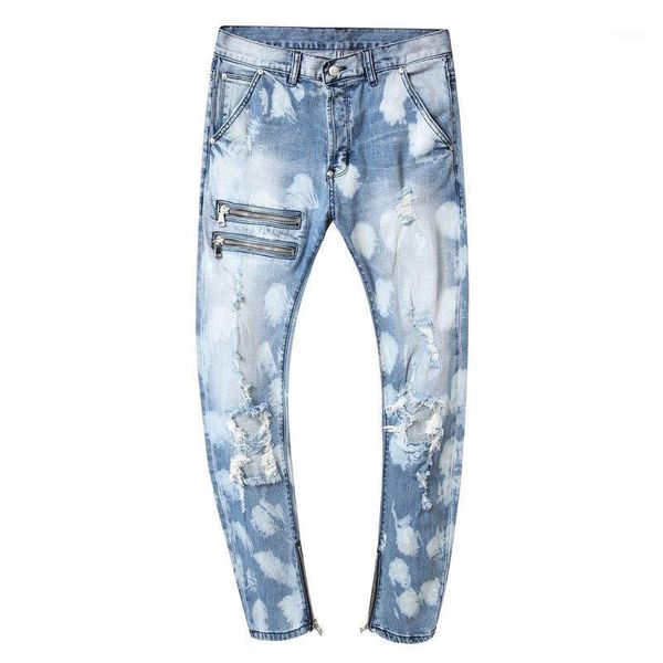 

denim ripped hole light blue design jeans men fashion brand 2019 autumn spring hip hop streetwear trousers plus size w 42 44 461