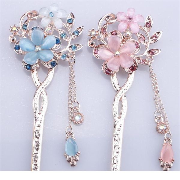 

wholesale cat eye stone hair pin double flower hair clip classical hairpin barrette hair accessories national wind h wmtkqo