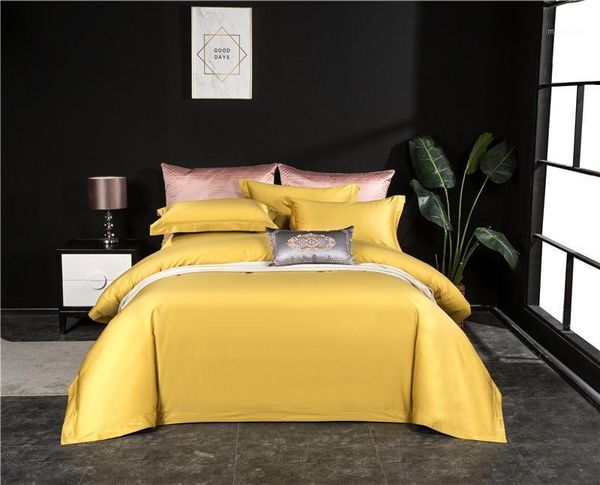 

bedding sets 1000tc egyptian cotton  king size bed duvet cover sheets linen set 4pcs green,yellow set1